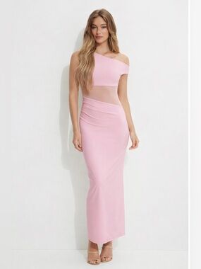 dynamite pink satin dress Satin Mini Tube Dress With Scarf Pink